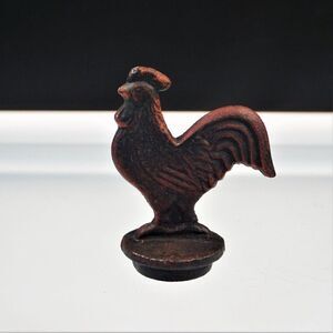 Vintage Cast Iron Blackened Metal Rooster 2 Sided 3.75"